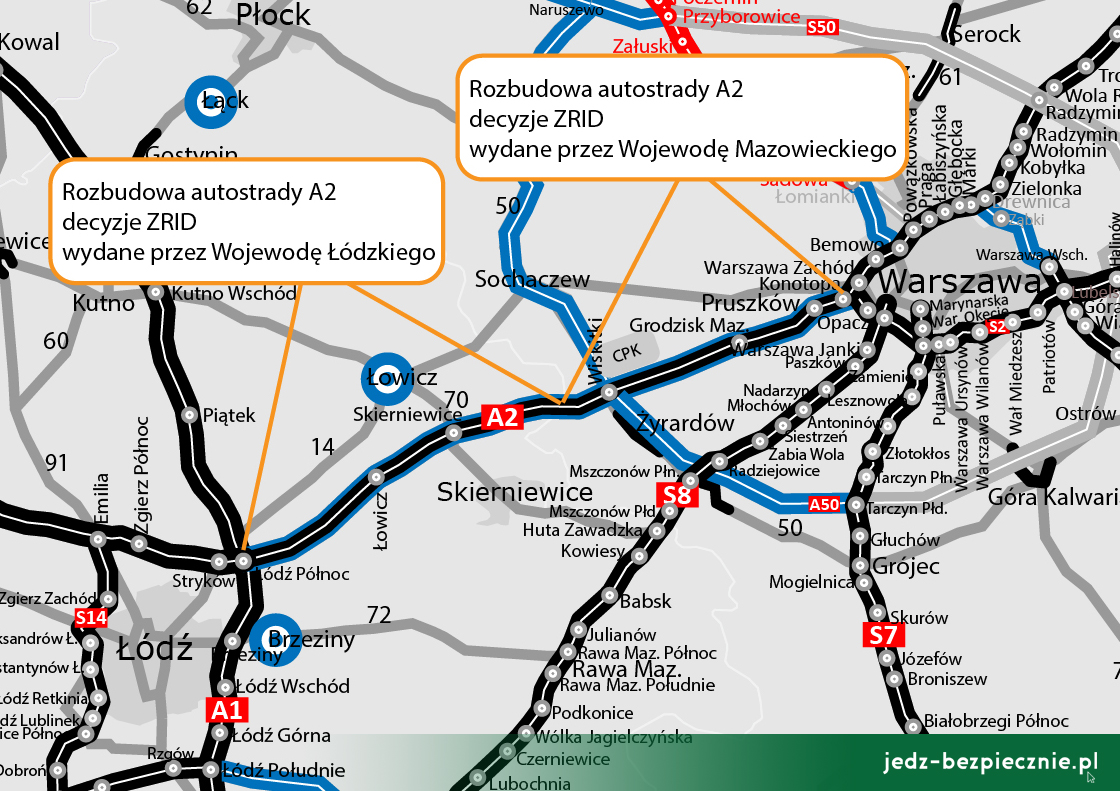 Wydano komplet Zezwoleń na rozpoczęcie inwestycji drogowej dla poszerzenia autostrady A2 Łódź - Warszawa